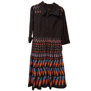 Liza Luxe Parrot and Pineapple Pleated Skirt Dress sz L, NWT  /B14